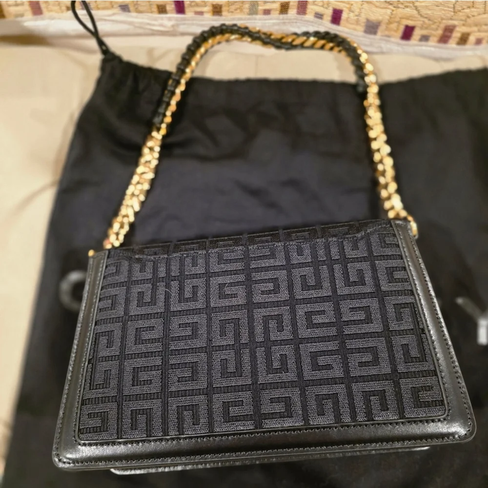 New Givenchy Embroidered Fabric and Leather Chain Medium Bag